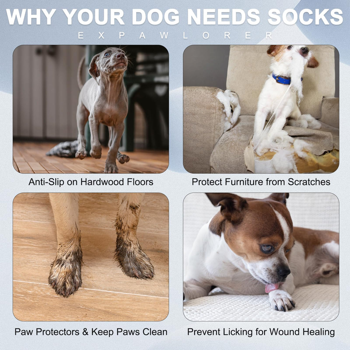 Anti Slip Dog Socks to Prevent Licking Paws for Hot Pavement (Thick Black / X-Small)