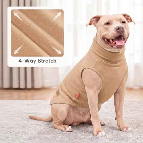 2Pack Dog Sweater for Large Dogs Fleece Sweatshirt (XX-Large (32-55lbs) / Khaki Leopard)