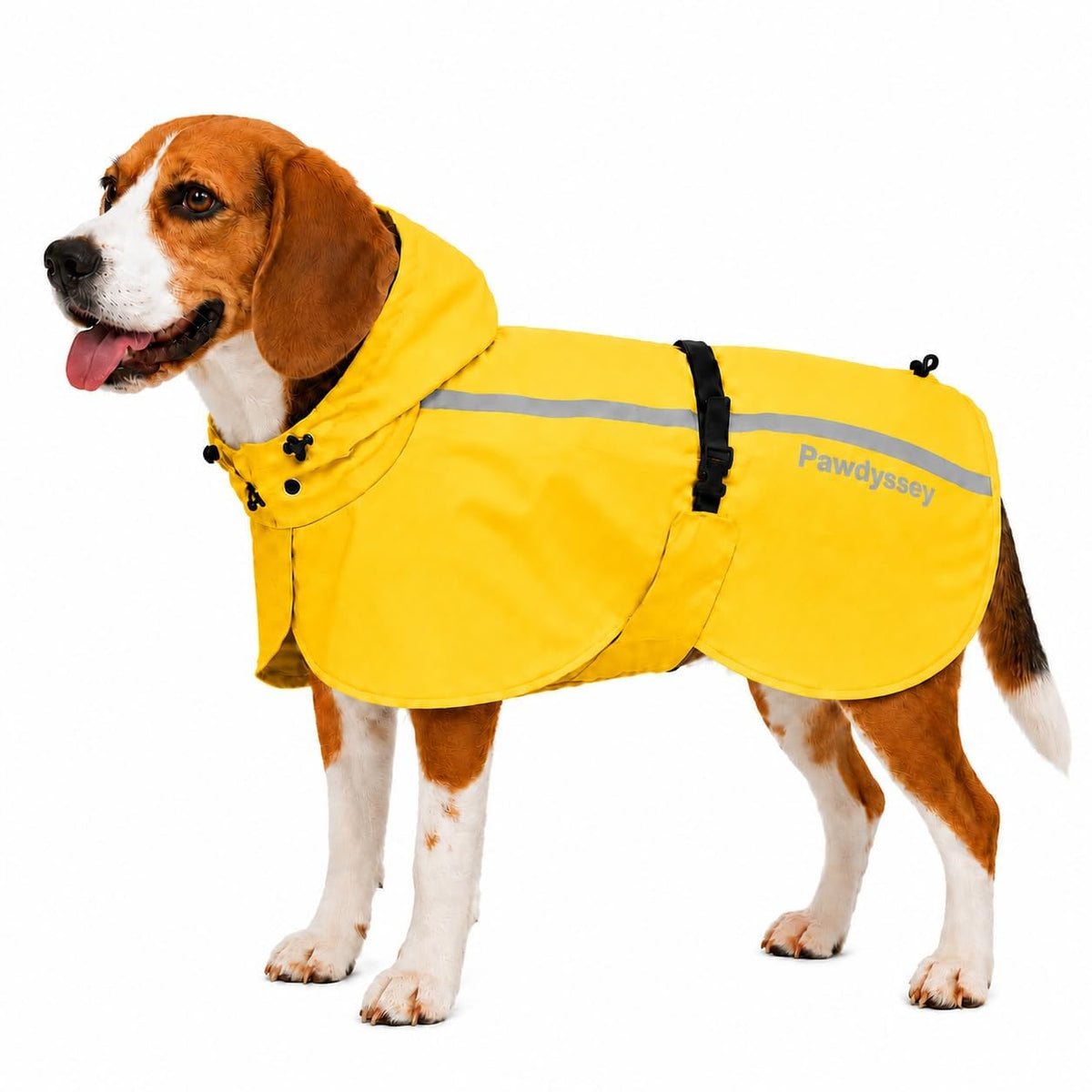 Stretch Fabric Dog Raincoat with Hood (Bright Yellow / Medium)
