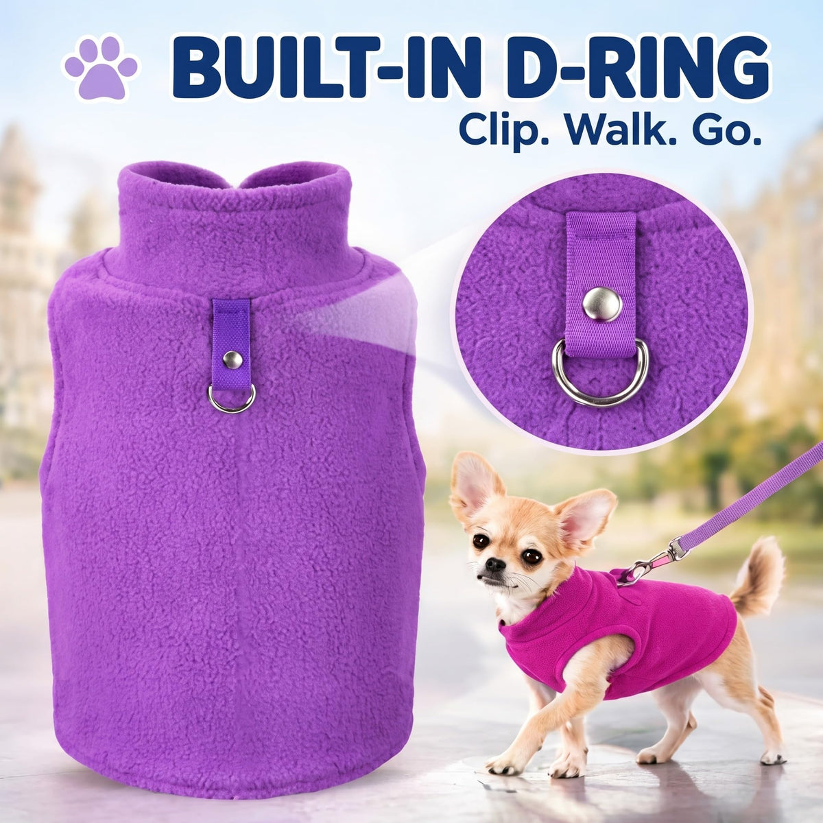 4 Pcs Stretch Fleece Dog Sweater (Purple, Blue, Rose, Red / M)