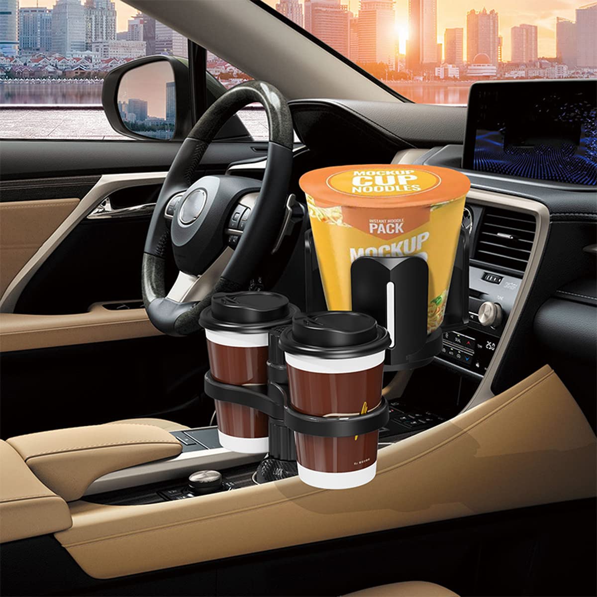 3 in 1 Car Cup Holder Expander with Adjustable Base (B03)