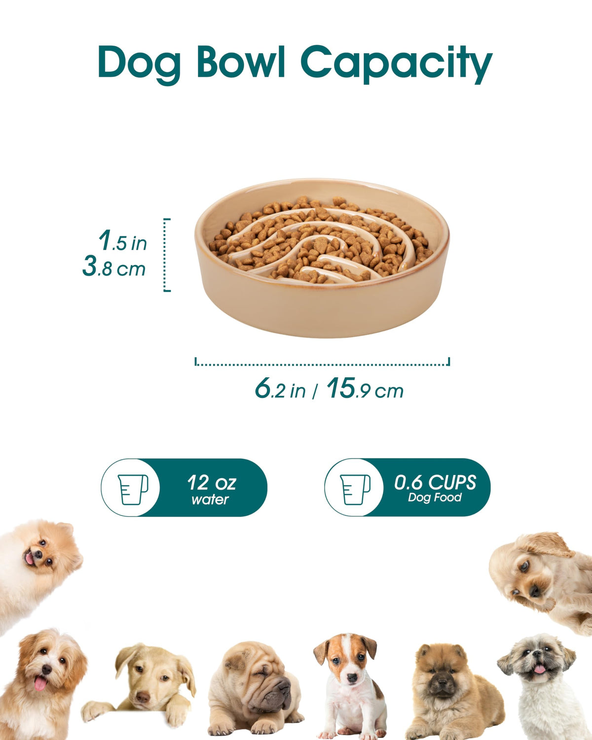 Slow Feeder Dog Bowl (Brown / 0.6 Cups)