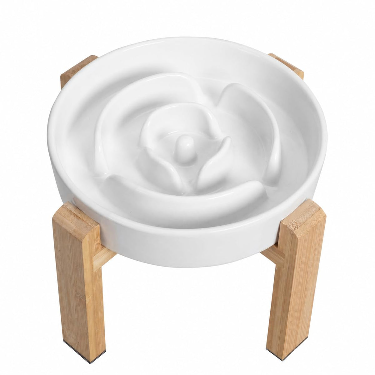 Elevated Slow Feeder Dog Bowl (White / 3.2 Cups)
