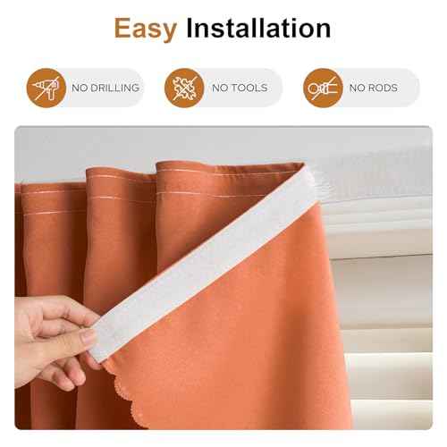 Self Adhesive Curtains (35"W x 59"L (Pack of 2) / Orange)
