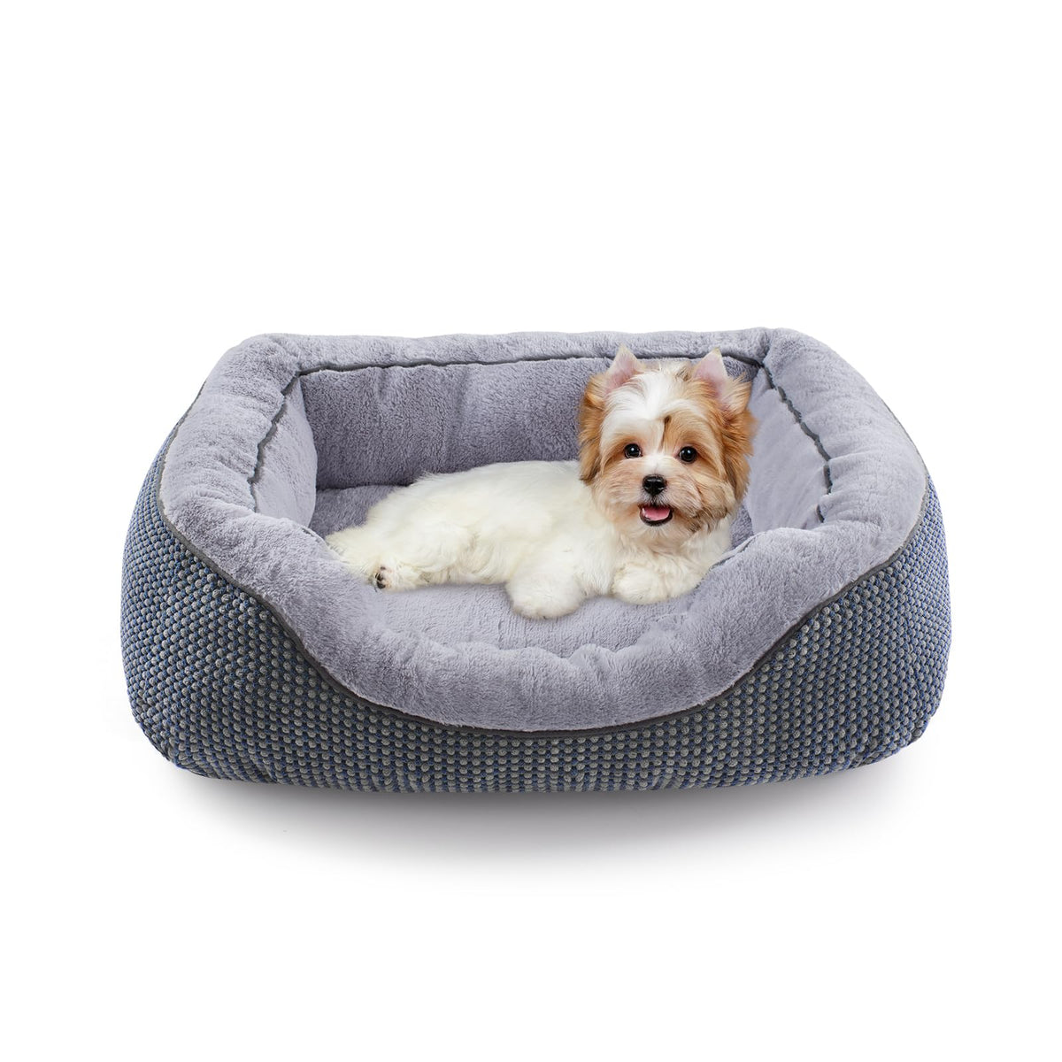 Small Dog Bed Orthopedic Warming Soft Calming Sleeping Durable with Anti (S PLUS (25"x21"x8") / Navy)