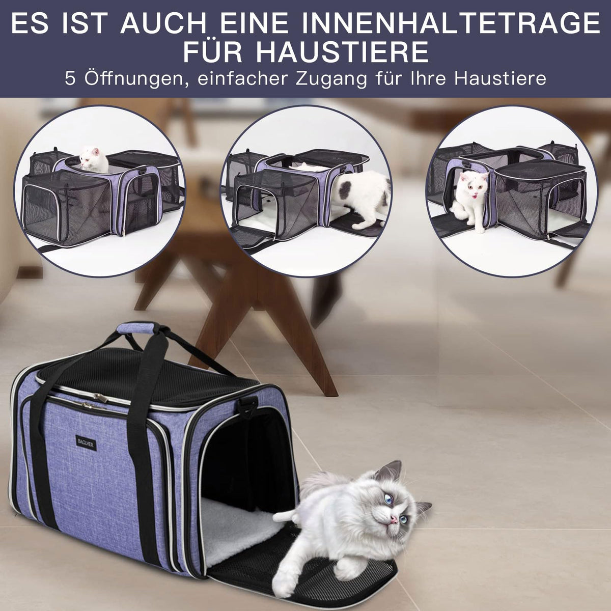 Cat Carrier Bag (Purple / 17.5"L x 12.0"W x 11.5"H)