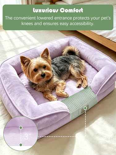 Orthopedic Dog Bed with Sides (24.0"L x 18.0"W x 6.0"Th / Purple)