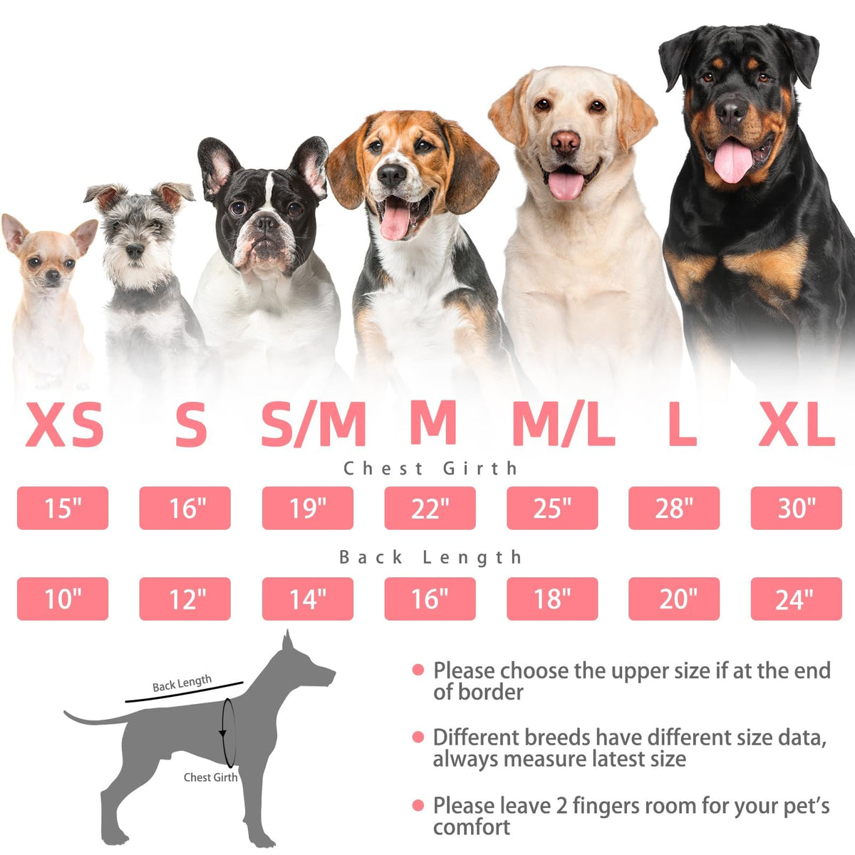 Dog Sweaters for Large Medium Small Dogs (M/L - Chest 25", Back 18" / Light Pink)