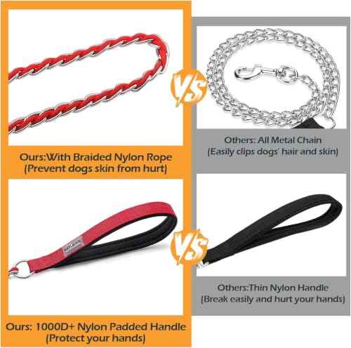 Chain Dog Leash (red / 7.25FT(80-200lb))