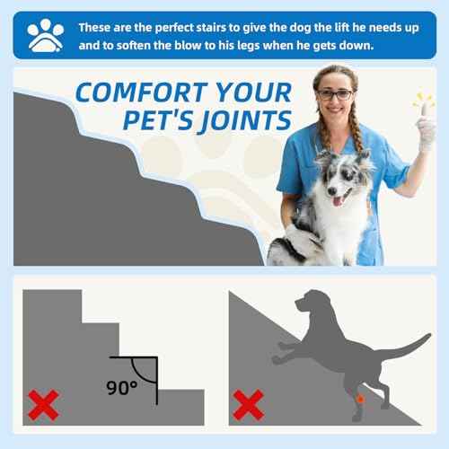 Dog Stairs for Small Dogs (Beige / 23.6"D x 15.7"W x 15.7"H)
