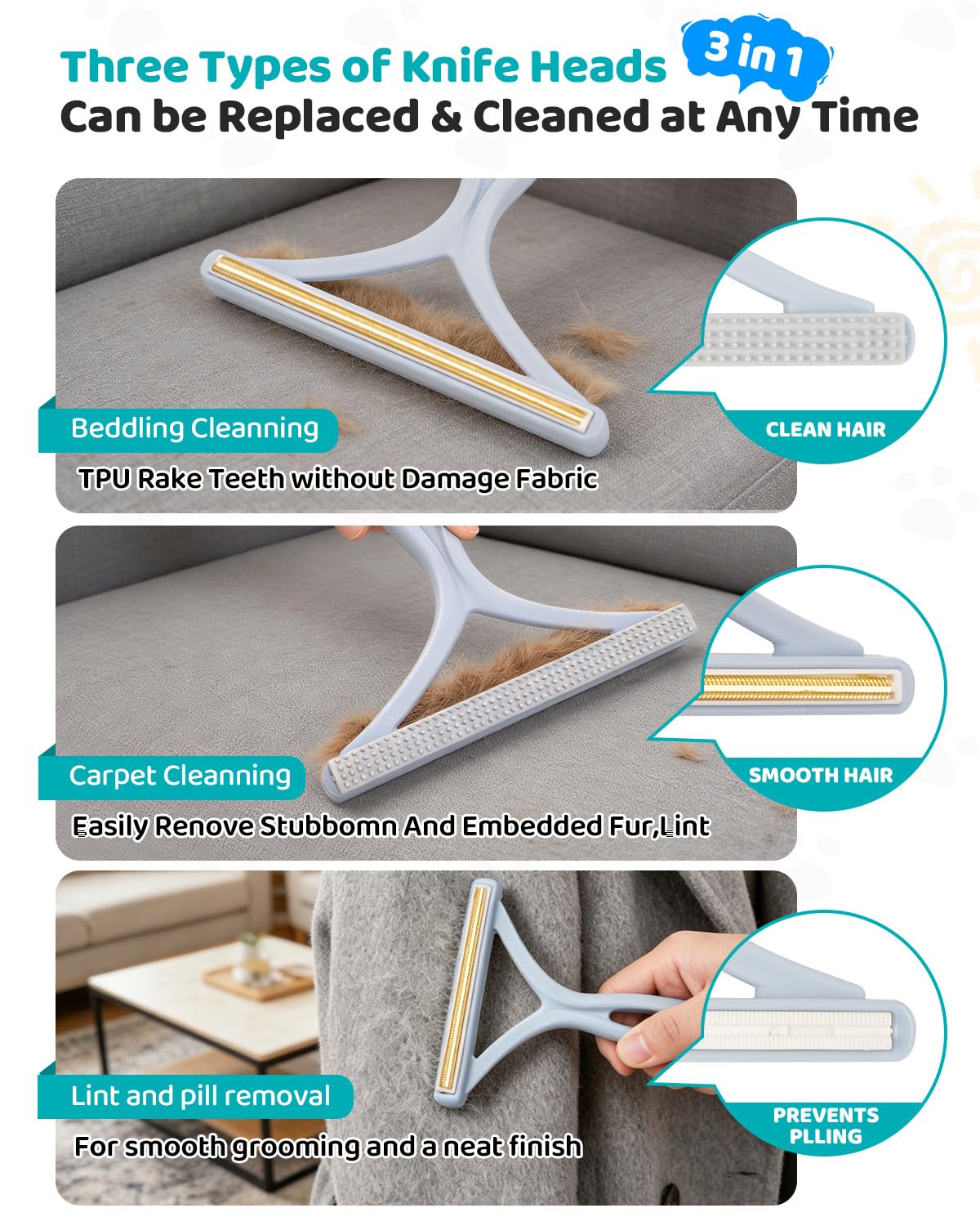 Pet Hair Remover for Carpet (gray)