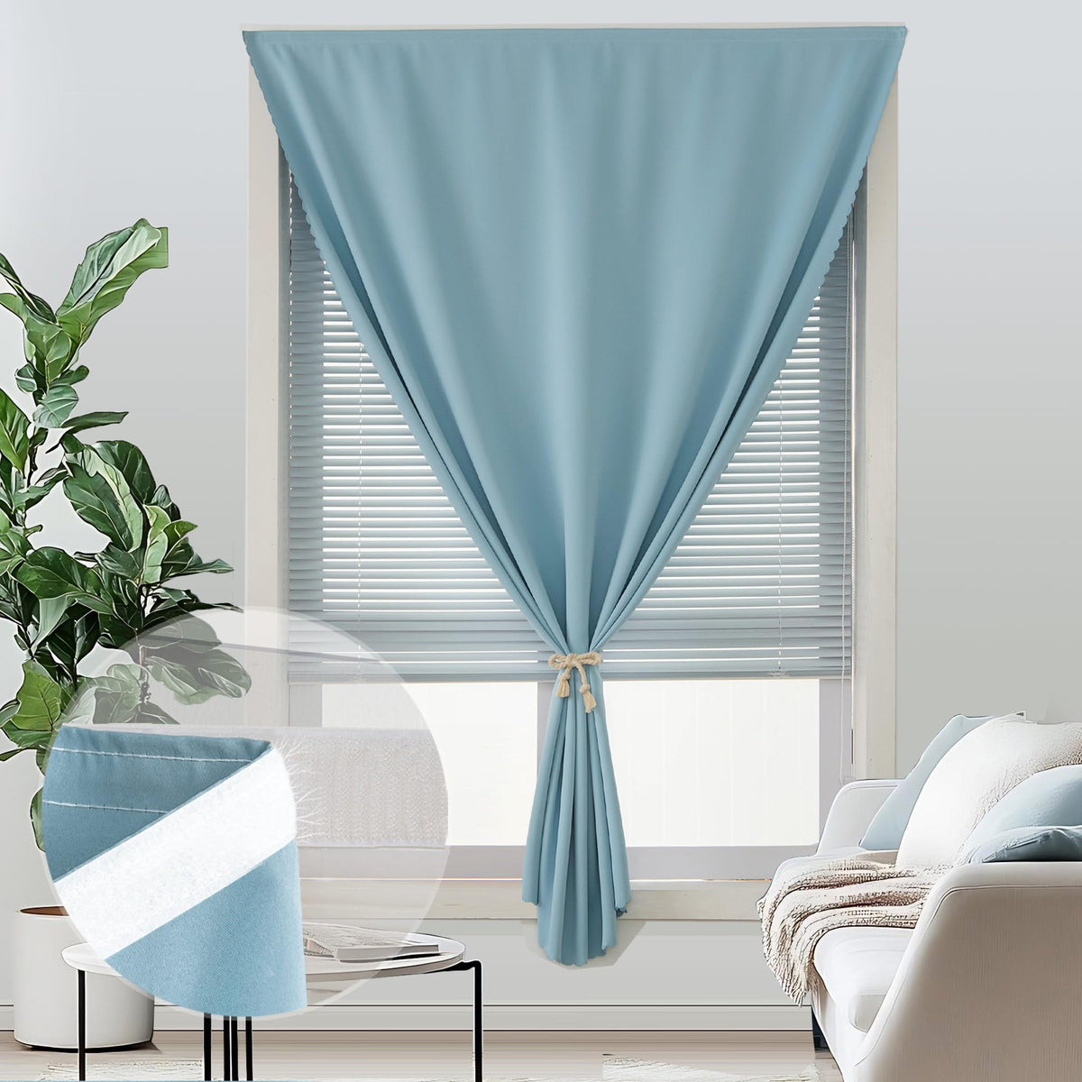 Self Adhesive Curtains (59"W x 71"L (Pack of 1) / Lake Blue)
