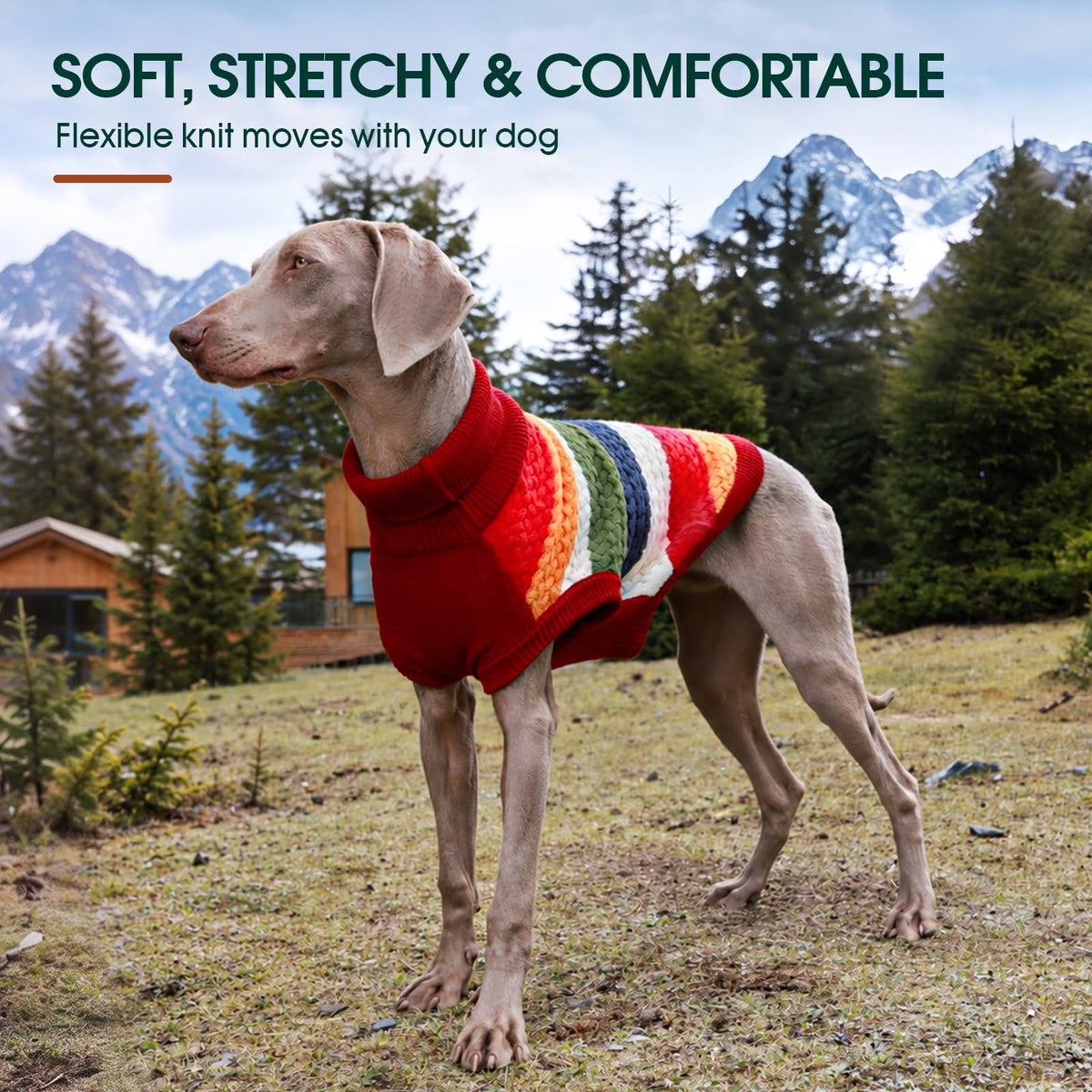 Dog Sweater Warm Dog Sweaters for Extra Large Dogs Girl Boy (XXX-Large (Chest: 27.9''; Weight: 35- 58LB) / Red)