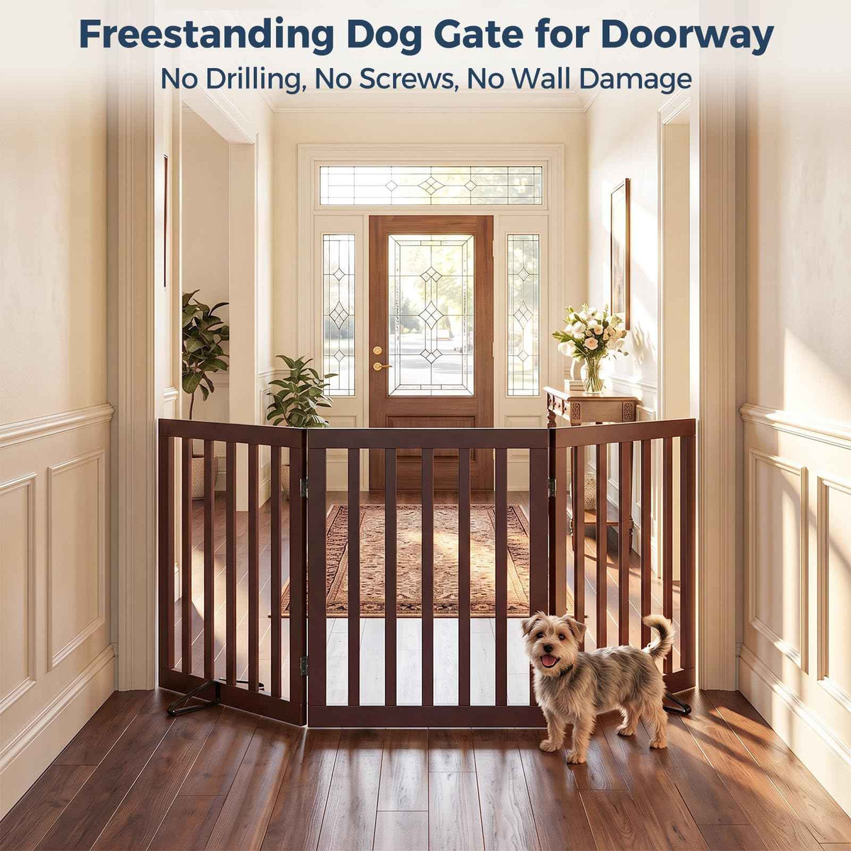 Dog Gate Indoor (Espresso / 56"Wx24"H, 3-Panel)