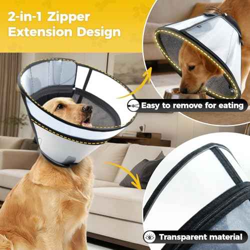 Soft Transparent Dog Cone Collar (S (Neck: 10.24-12.01") / Black)