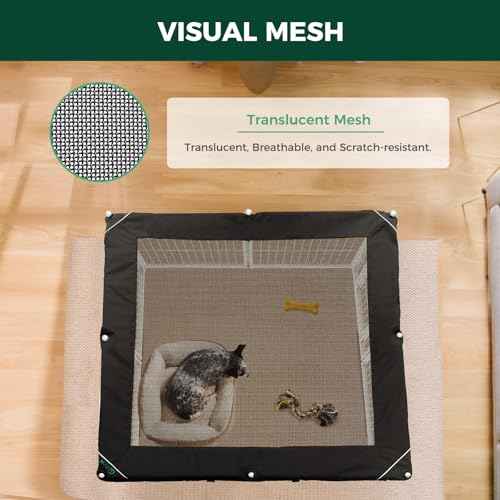 Homeplus Indoor Dog Playpen with Mesh Top Cover (White / 32"H)
