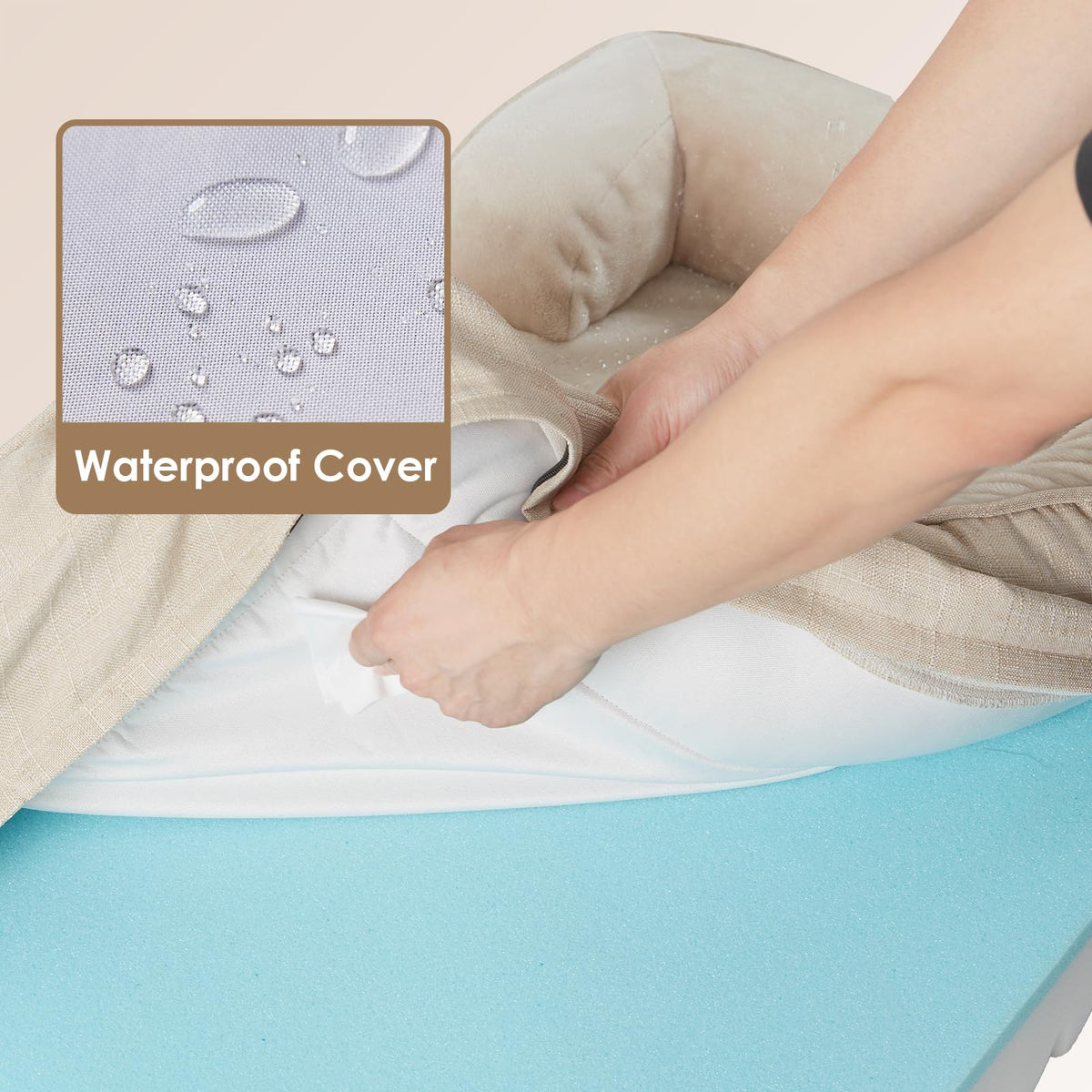Orthopedic Dog Bed for Large Dogs (Beige / 35.0"l X 22.0"w X 6.5"th)