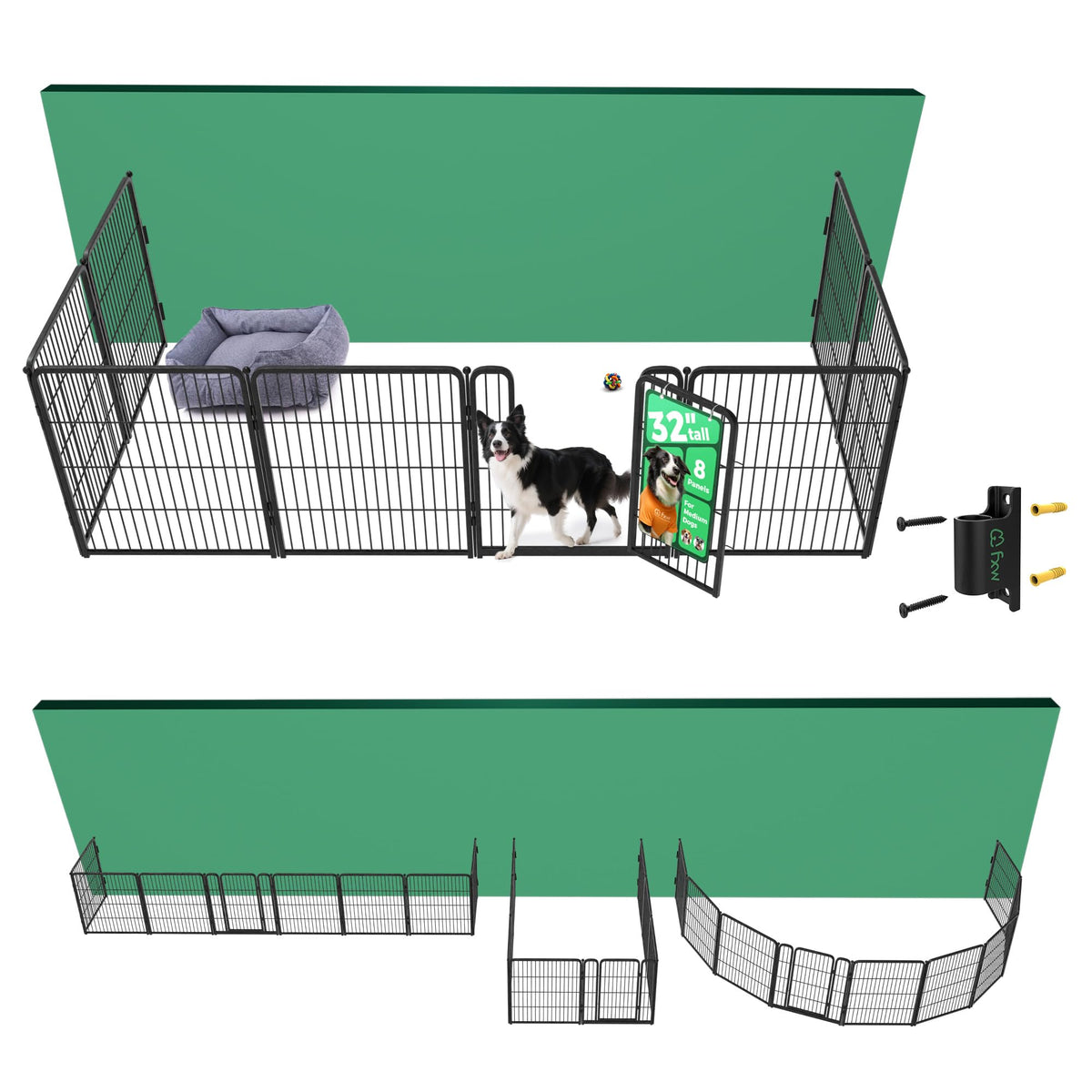 Homeplus Indoor Dog Playpen with Fence (Black / 32"H)