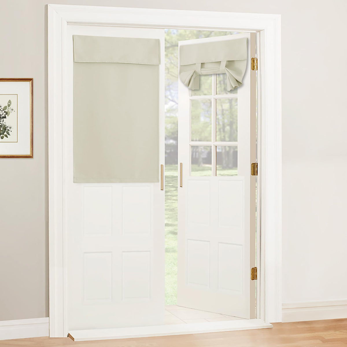 Sidelight Blinds French Door Window Covering Room Darkening Shades (Light Beige / 26"W x 40"L (Pack of 1))