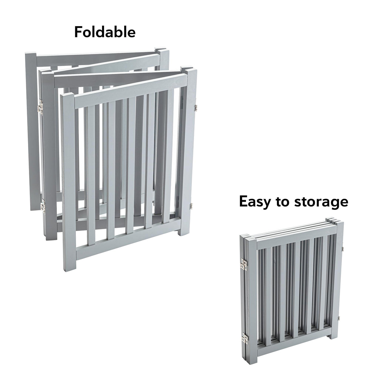 Wooden Free Standing Dog Gate 80" W x 24" H (Gray / 80"W x 24"H)