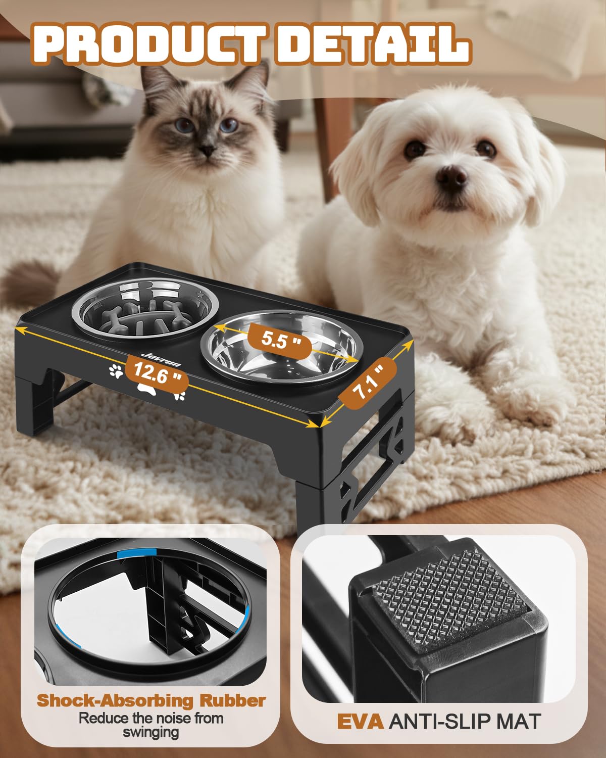 Elevated Dog Bowls for Small Dogs and Cats (Black / Small)