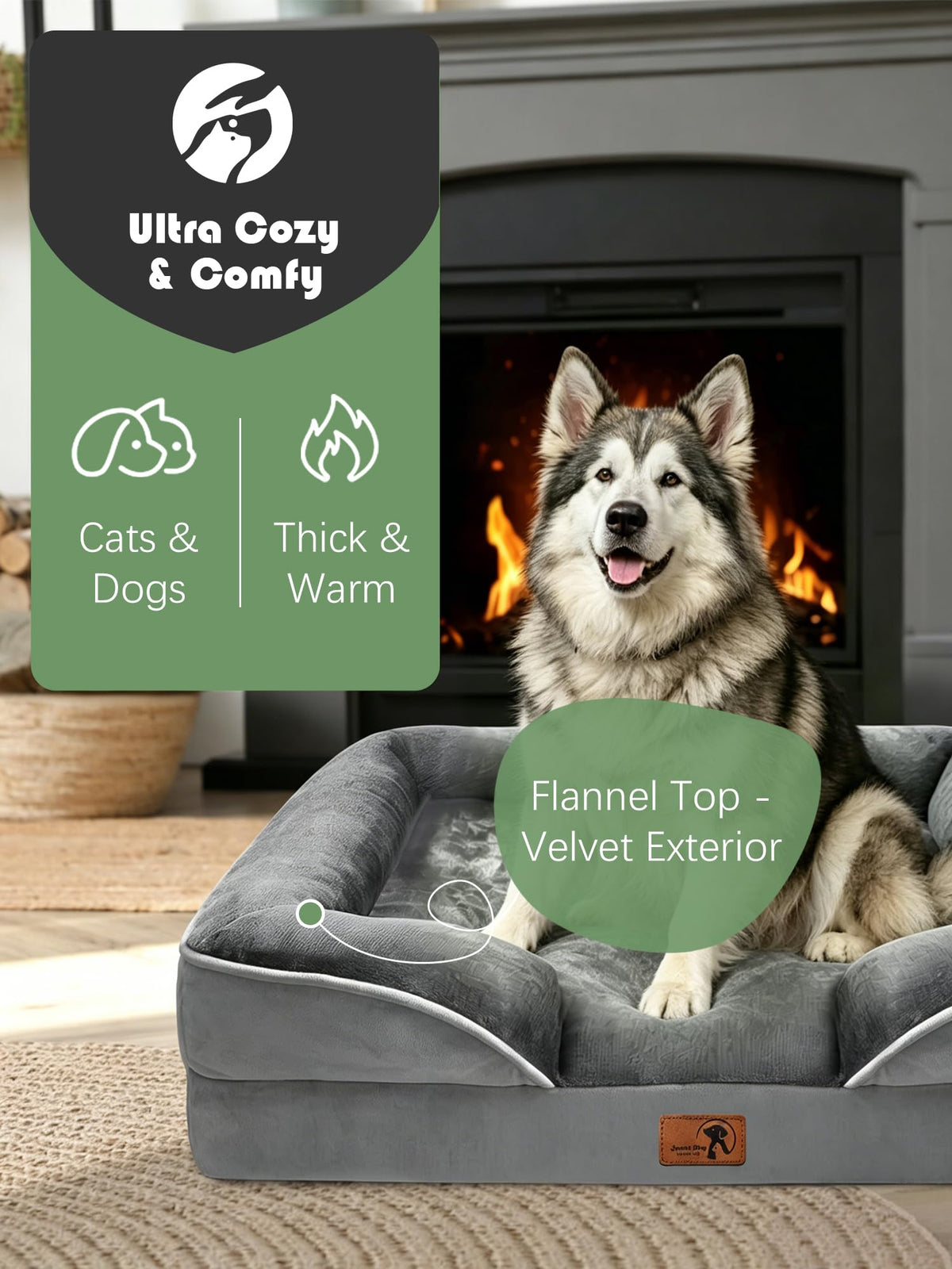 Orthopedic Dog Bed with Sides (48.0"L x 35.0"W x 8.0"Th / Grey)