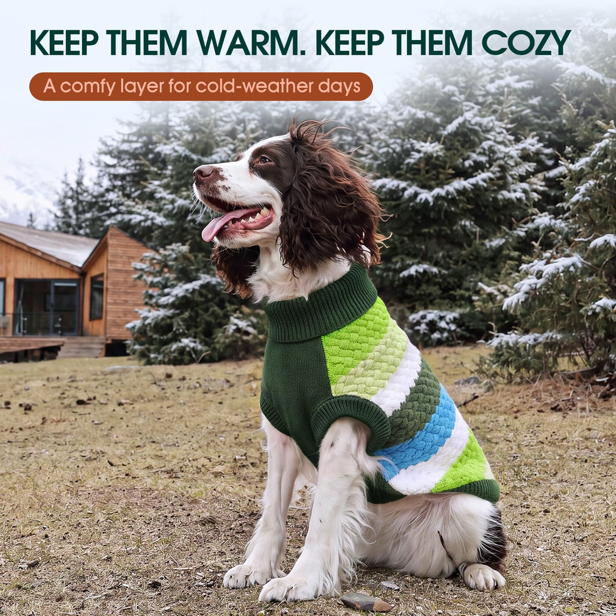 Dog Sweater Thermal Dog Sweaters for Medium Dogs Girl Boy (Medium (Chest: 15.7''; Weight: 9 - 13LB) / Green)
