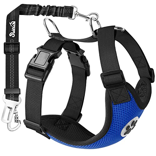 Dog Seat Belt and Harness for Car (Blue / Medium)