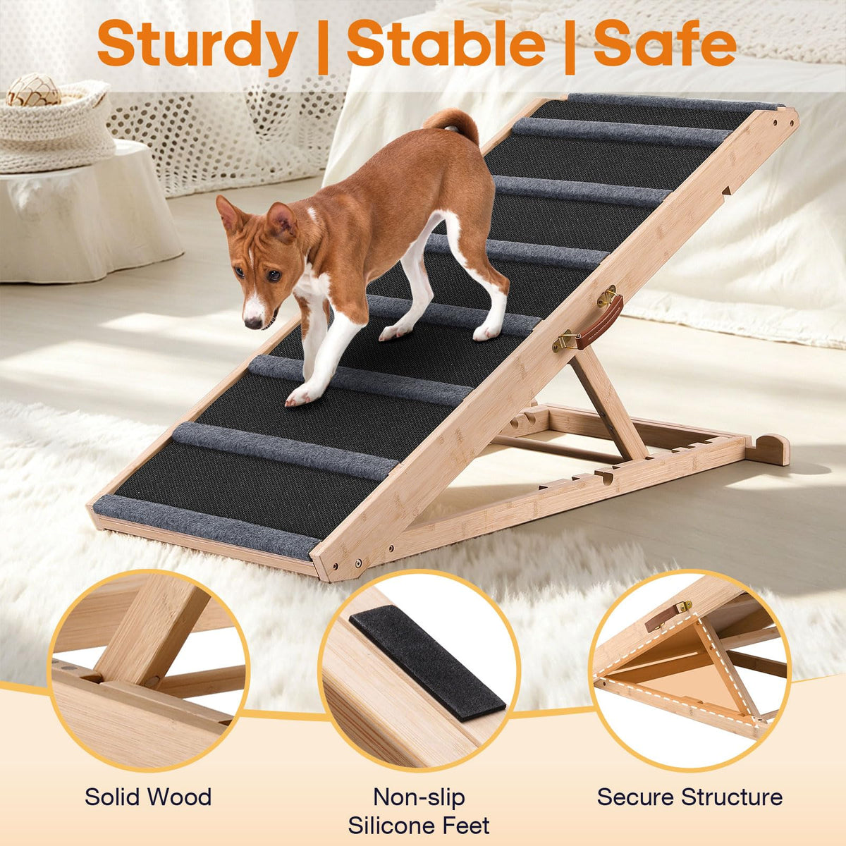 Dog Ramp for Bed (Black / Extra Large)