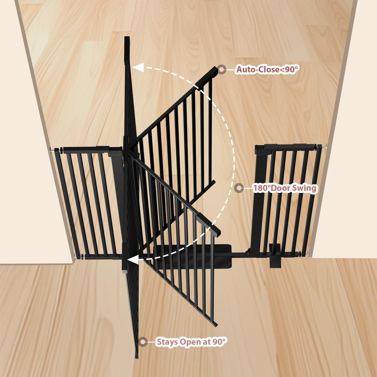 51'' Extra Tall Cat Gate Barrier for Doorways Hallways (Black-51"tall / 30''-40.9'' Wide)