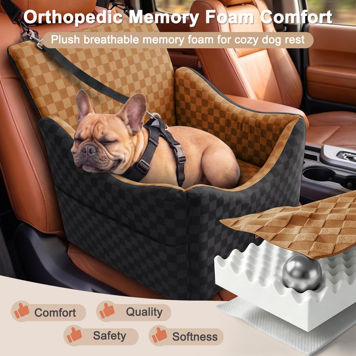 Elevated Dog Car Seat for Small (Medium / Brown)