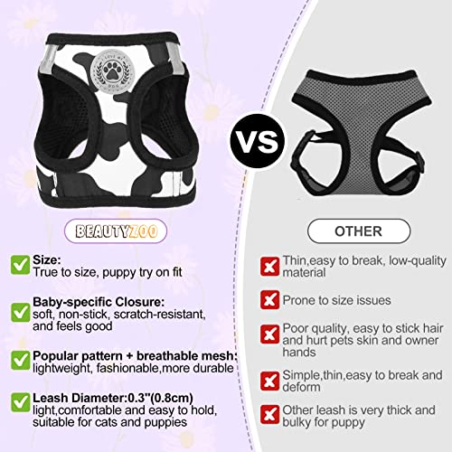 Small Dog Harness and Leash Set (Small(Chest Girth 14.5" - 16") / Black White)