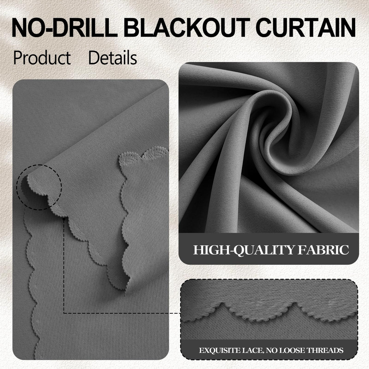 Self Adhesive Blackout Curtains (Grey / 47"W x 96"L (Pack of 1))