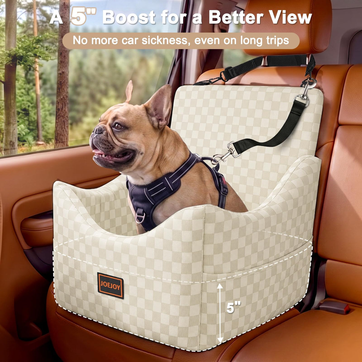 Elevated Dog Car Seat for Small (Medium / Beige)