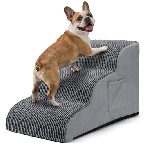 Dog Stairs for Small Dogs 15.7" H 3 (Grey / 15.7"W x 22.4"D x 15.7"H)