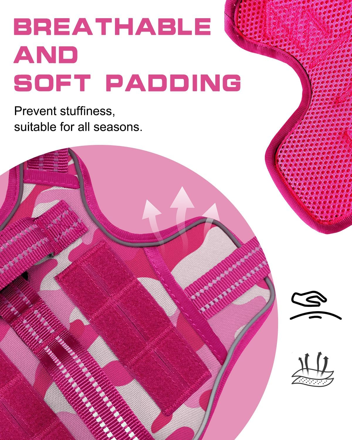 Dog Harness Tactical No Pull for Small Sized Dog with Handle (Pink Camo / S(Neck:16-22",Chest:20-28"),18-35 lbs)