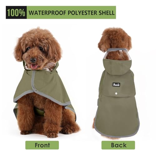 Dog Raincoat Ultra Lightweight Rain Jacket (2X-Large / Army Green - Ultra Light)