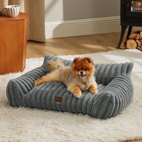 ComfyFleece® Shown on TV Fluffy Dog Couch for Pets (30x20x10" / Warm Grey)