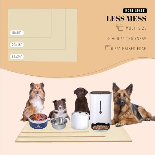 32x24 Waterproof Silicone Dog Food Mat (Cream / 32" x 24")