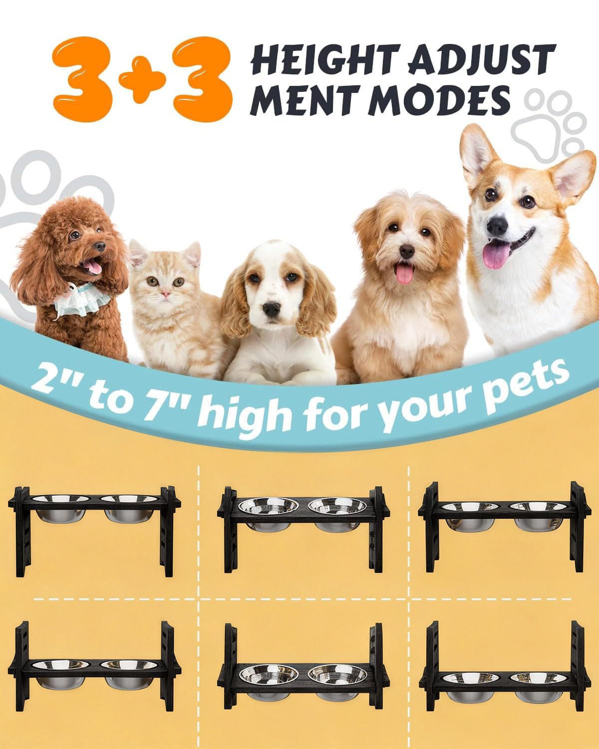 Elevated Dog Bowls (Black / Small)