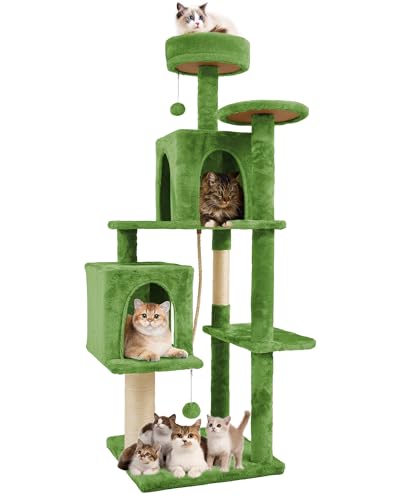 58.5inch Large Cat Tree Tower Condo for Indoor Cats (58.5in / Leaves Green)