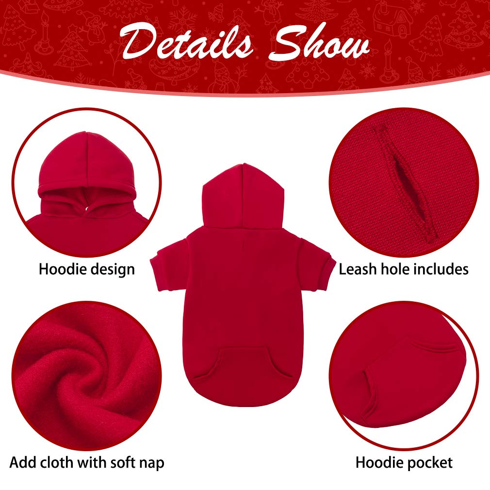 Dog Hoodie for Large Medium Small Dogs (Red / Medium)