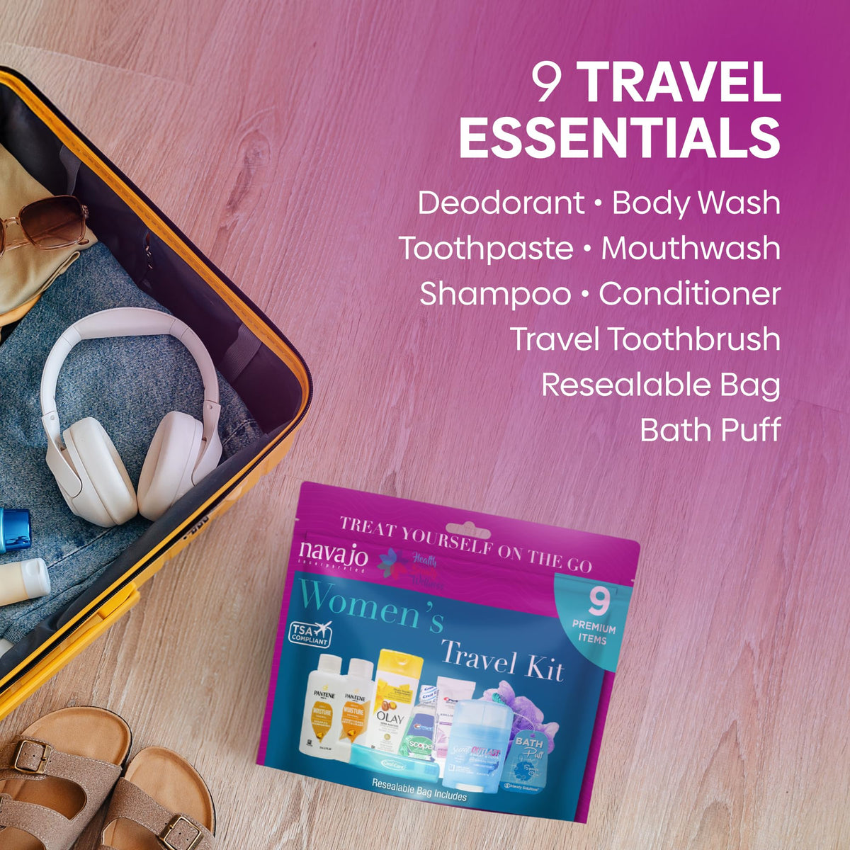 9 Piece Resealable Women's Travel Kit (9 Piece Set)