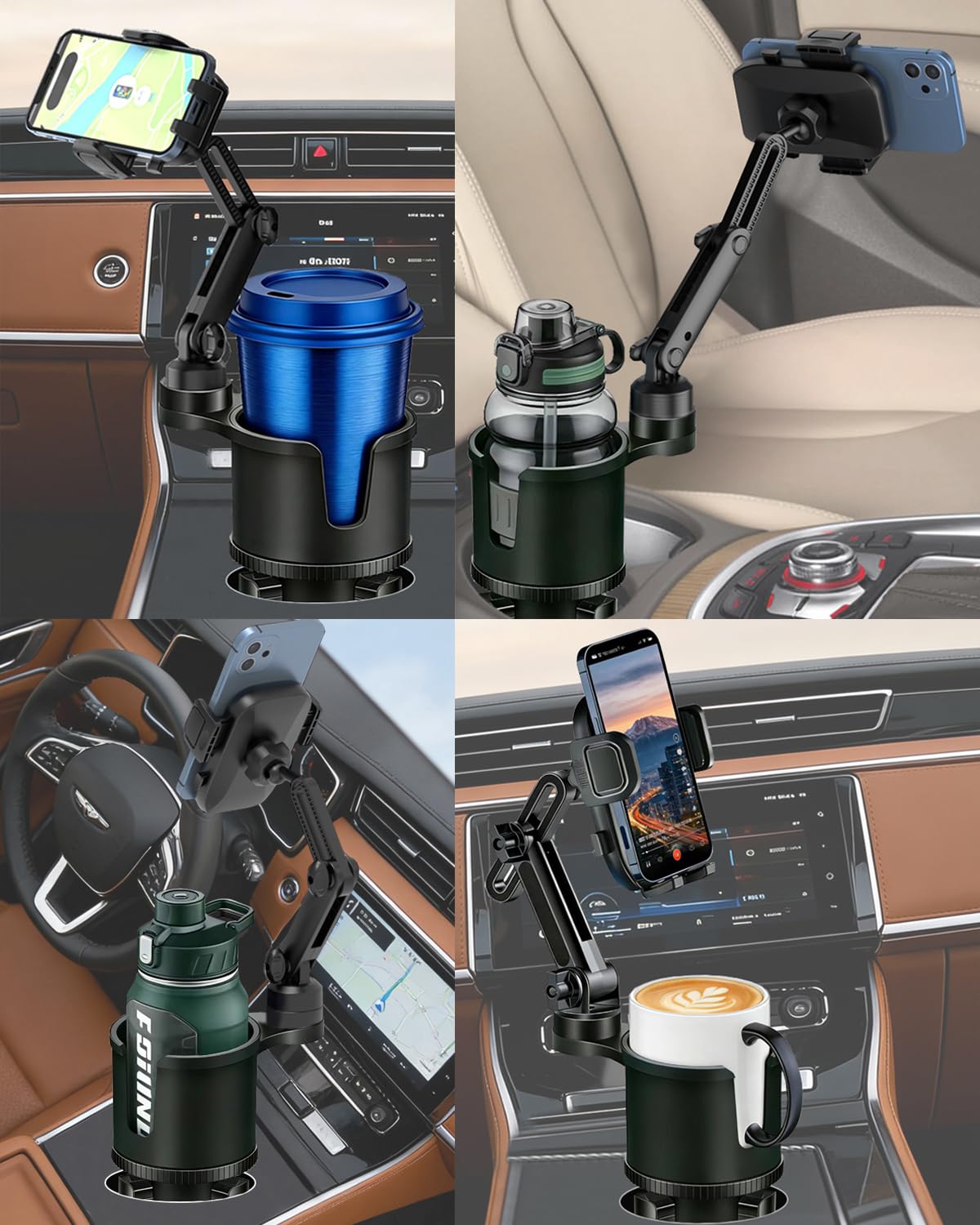 Cup Phone Holder for Car with Expandable Base (Gray)