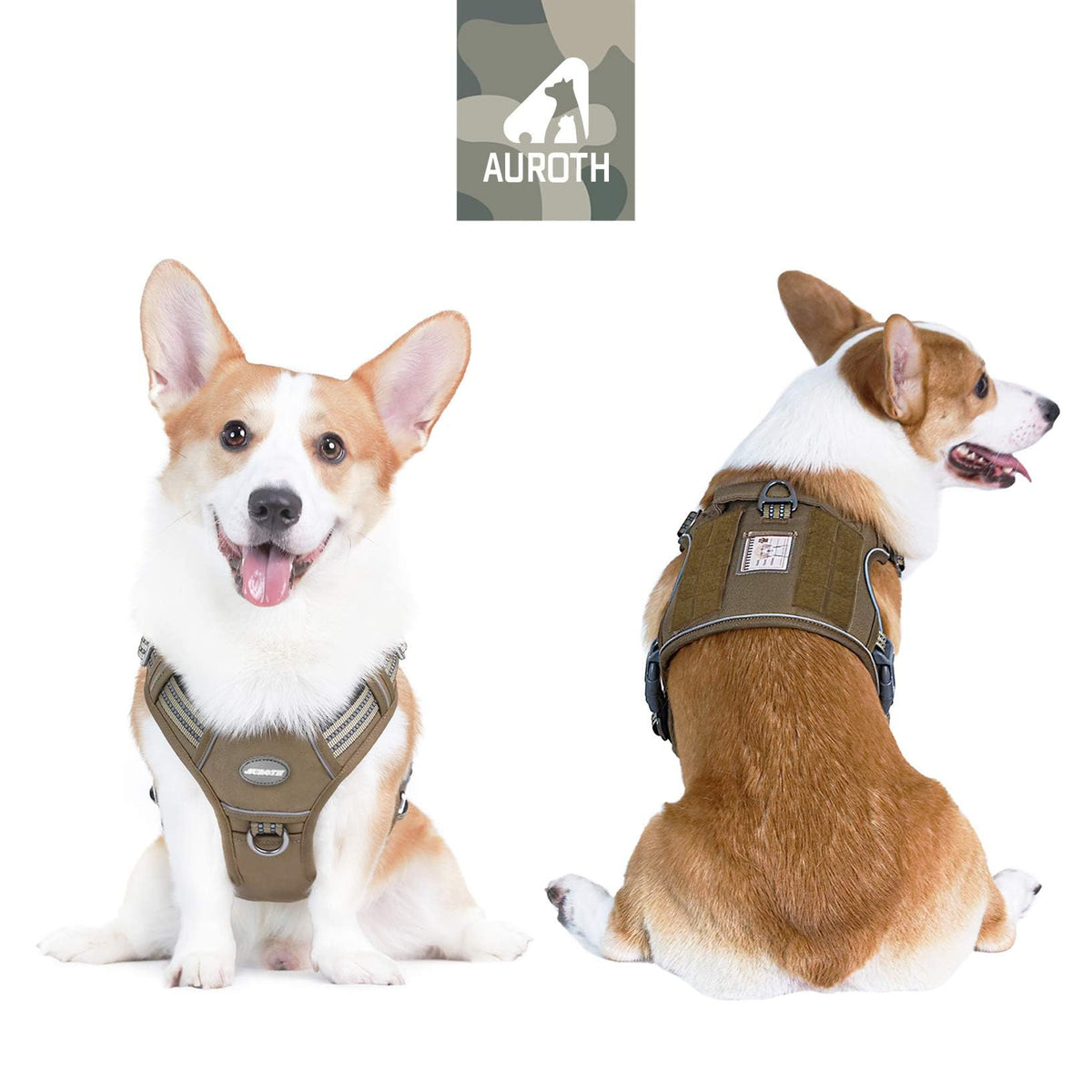 Tactical Dog Harness Medium Sized Dog No Pull Adjustable Dog Vest (Army yellow / M(Neck:16-22",Chest:22-33"),35-50 lbs)