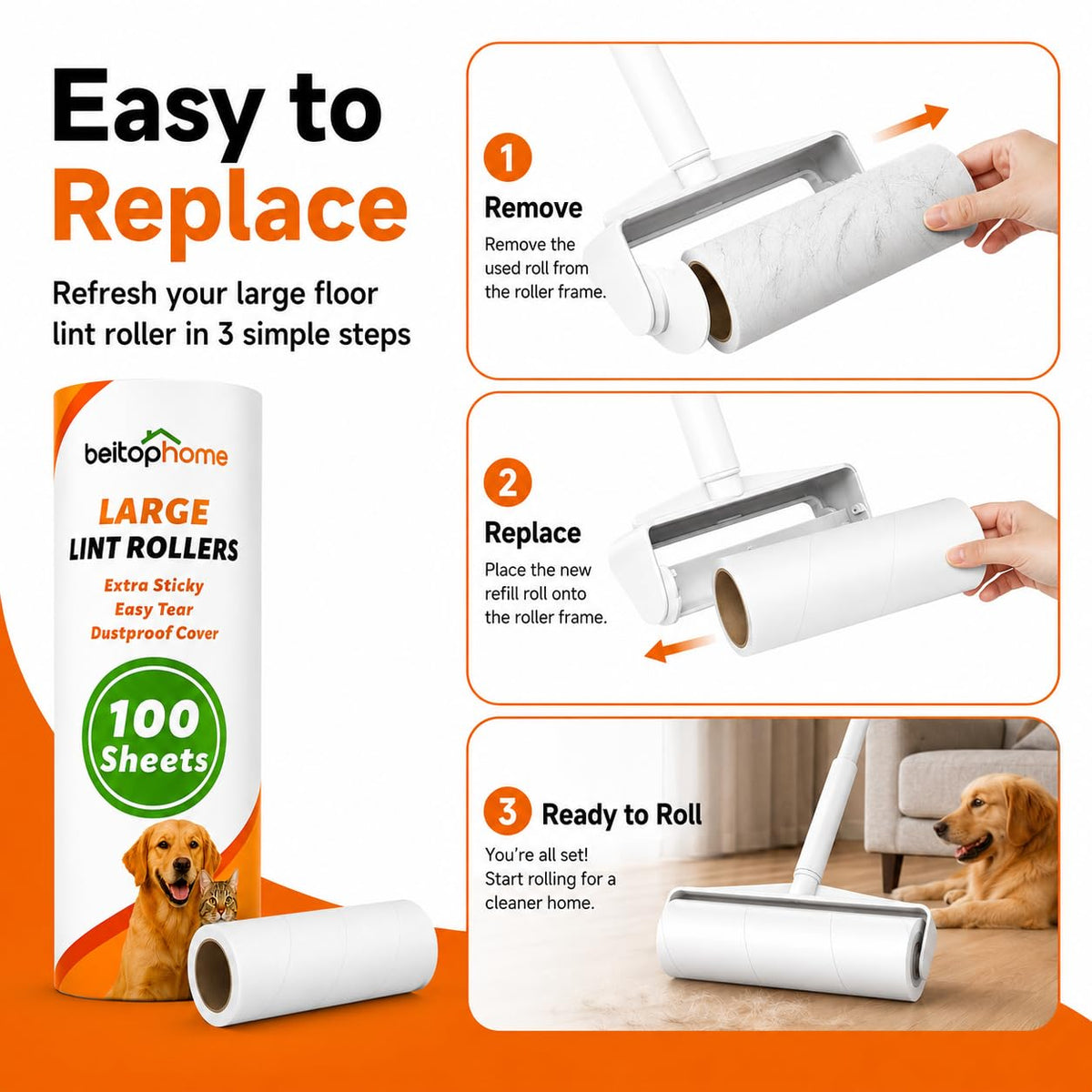 Large Lint Roller Refills