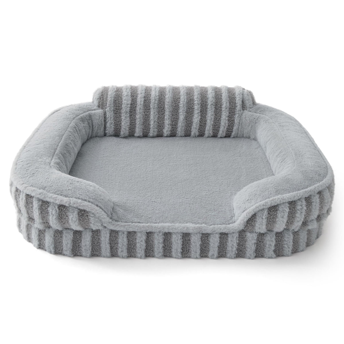 Cute Cozy High Back Orthopedic Small Dog Bed with Sides (24.0"l X 18.0"w X 6.0"th / Grey)