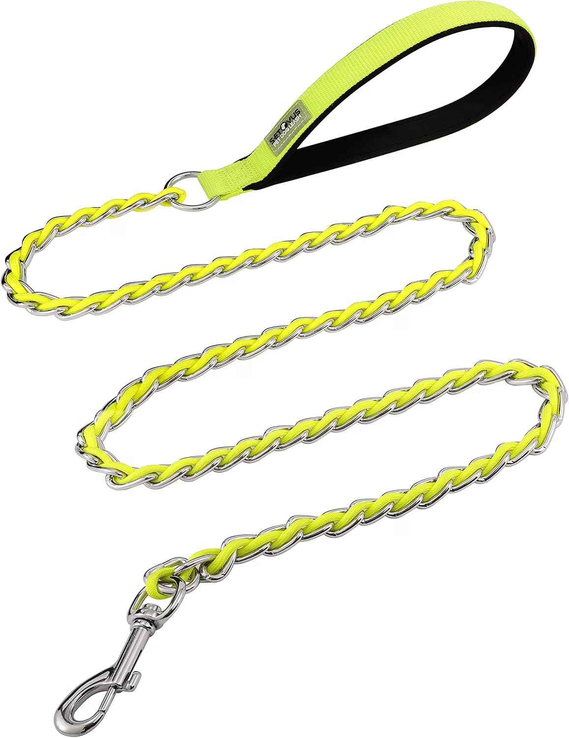 Chain Dog Leash Chew Proof Metal Leash for Medium Large Dogs (yellow / 7.25FT(80-200lb))