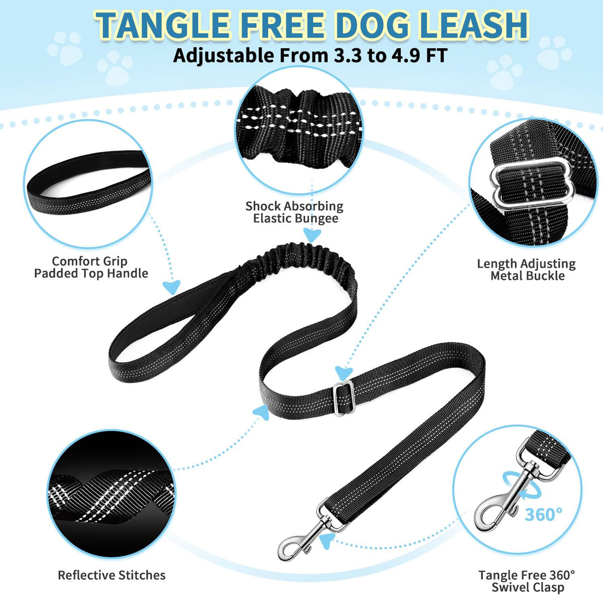 No Pull Small Dog Harness and Leash Set with Front Clip (Small / Black)