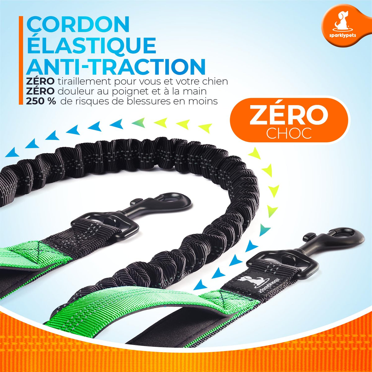 Hands Free Dog Leash (Green / 1 dog M/L)